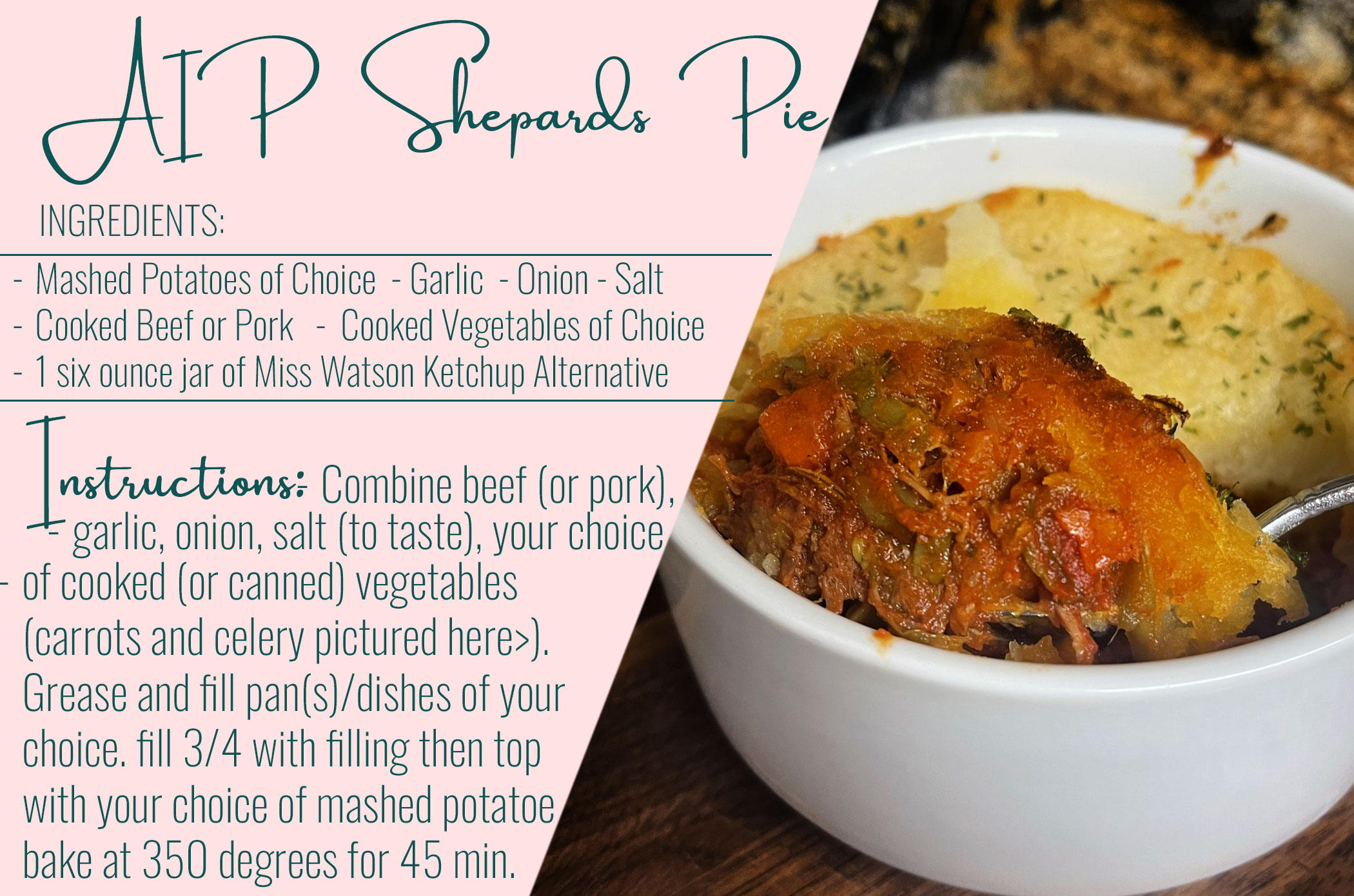 Ketchup Alternative in Shepards Pie